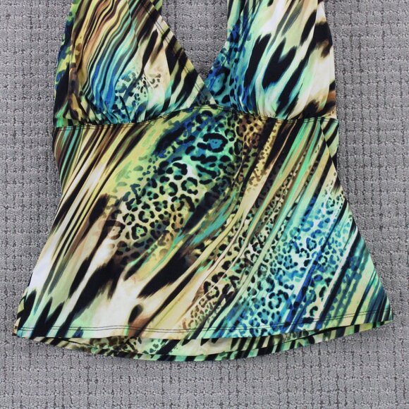 It Figures Swim Top Womens Size 8 Multicolor Leopard All Over Print Sleeveless - Picture 5 of 9